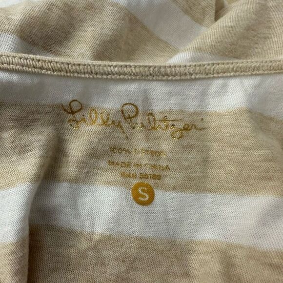 Lilly Pulitzer Tideline Heathered Sand Bar Sandy Smocked Waist Dress Size Small - Picture 6 of 10